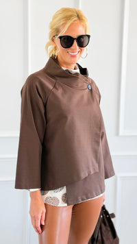 Italian Kaleidoscope Scuba Jacket - Brown-160 Jackets-Italianissimo-Coastal Bloom Boutique, find the trendiest versions of the popular styles and looks Located in Indialantic, FL