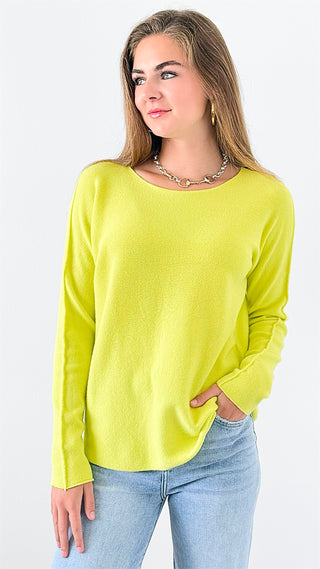 Soho Italian Boatneck Pullover - Lime-140 Sweaters-Italianissimo-Coastal Bloom Boutique, find the trendiest versions of the popular styles and looks Located in Indialantic, FL