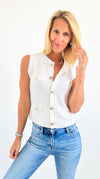 Golden Hour Textured Vest - White-150 Cardigans/Layers-Blu Pepper-Coastal Bloom Boutique, find the trendiest versions of the popular styles and looks Located in Indialantic, FL