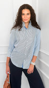 Italian Amelia Amore Di Righe Ruffle Blouse-110 Long Sleeve Tops-Italianissimo-Coastal Bloom Boutique, find the trendiest versions of the popular styles and looks Located in Indialantic, FL