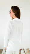 Classic Breeze Roll-Tab Blouse Top - Off White-130 Long sleeve top-Must Have-Coastal Bloom Boutique, find the trendiest versions of the popular styles and looks Located in Indialantic, FL