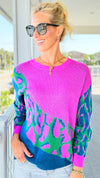 Electric Harmony Colorblock Knit Sweater-140 Sweaters-Umgee-Coastal Bloom Boutique, find the trendiest versions of the popular styles and looks Located in Indialantic, FL