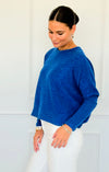 Brushed Melange Sweater - Light Navy-140 Sweaters-Zenana-Coastal Bloom Boutique, find the trendiest versions of the popular styles and looks Located in Indialantic, FL