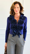 Floral Accent Zipper Top-130 Long Sleeve Tops-JJ'S FAIRYLAND-Coastal Bloom Boutique, find the trendiest versions of the popular styles and looks Located in Indialantic, FL