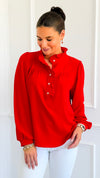 Victorian Muse Ruffle Top - Tomato Red-130 Long Sleeve Tops-JODIFL-Coastal Bloom Boutique, find the trendiest versions of the popular styles and looks Located in Indialantic, FL