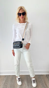 Distressed High Rise Jeans-190 Denim-Flying Monkey-Coastal Bloom Boutique, find the trendiest versions of the popular styles and looks Located in Indialantic, FL