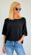Winter in Amalfi Italian Top - Black-140 Sweaters-Italianissimo-Coastal Bloom Boutique, find the trendiest versions of the popular styles and looks Located in Indialantic, FL