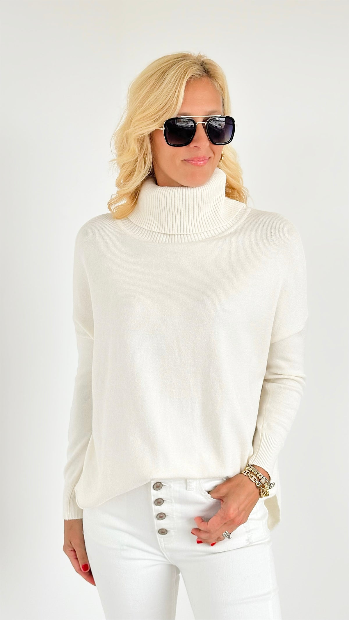 Slope & Style Italian Sweater- Ivory-140 Sweaters-Italianissimo-Coastal Bloom Boutique, find the trendiest versions of the popular styles and looks Located in Indialantic, FL