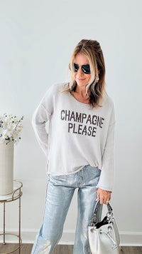 "Champagne Please" Knit Lightweight Sweater - Silver Mocha-140 Sweaters-Miracle-Coastal Bloom Boutique, find the trendiest versions of the popular styles and looks Located in Indialantic, FL