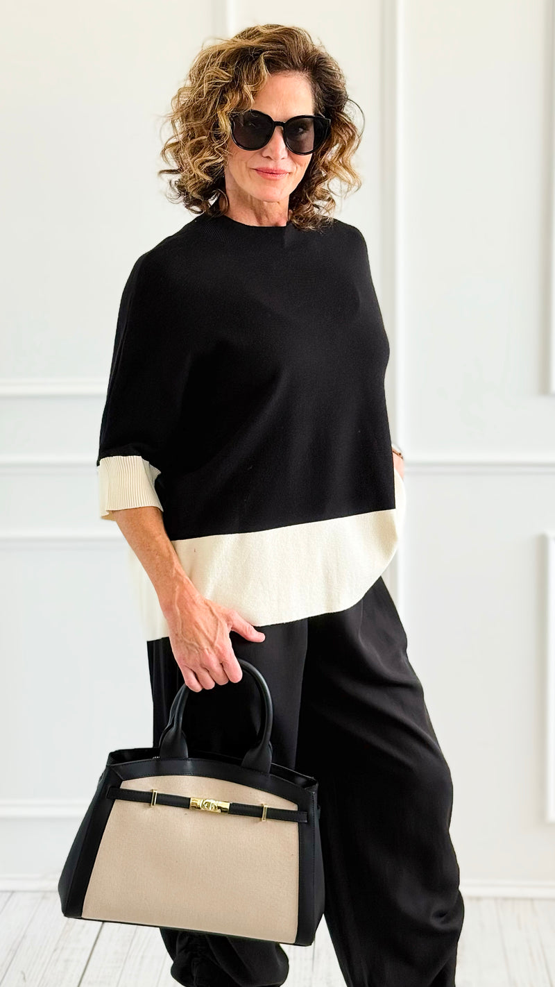 Color-Blocked Poncho Sleeve Sweater-140 Sweaters-Z STUDIO-Coastal Bloom Boutique, find the trendiest versions of the popular styles and looks Located in Indialantic, FL
