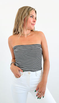 Stripe Foldover Tube Top-100 Sleeveless Tops-Blu Pepper-Coastal Bloom Boutique, find the trendiest versions of the popular styles and looks Located in Indialantic, FL