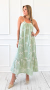 Sunset Palms Braided Strap Maxi Dress - Sage-200 Dresses/Jumpsuits/Rompers-VERY J-Coastal Bloom Boutique, find the trendiest versions of the popular styles and looks Located in Indialantic, FL