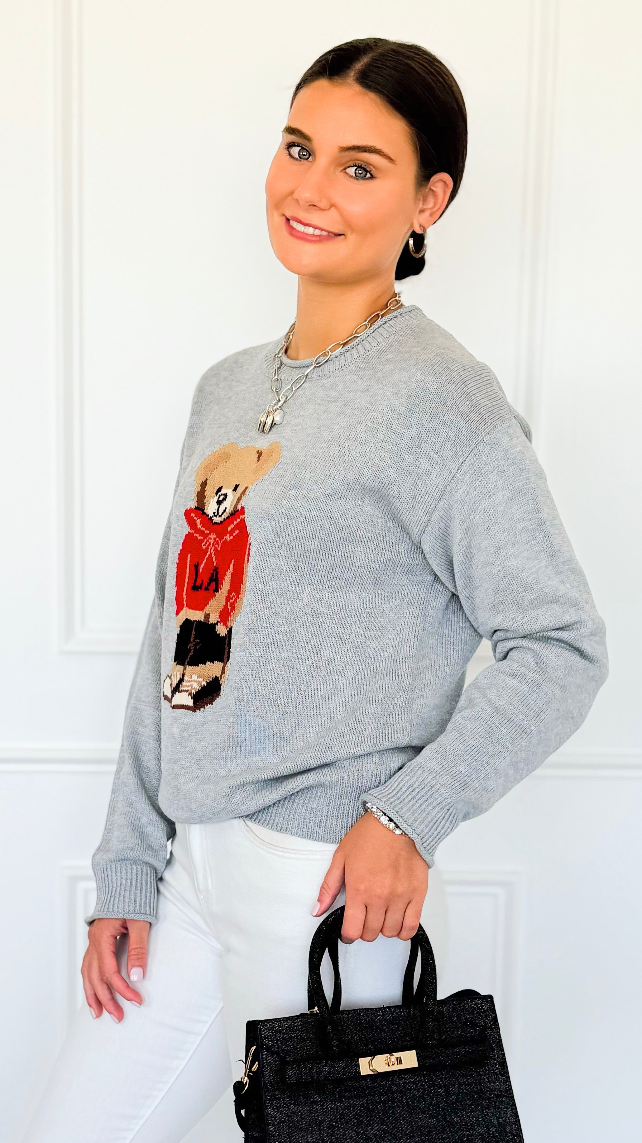City Explorer Bear Sweater - H Grey-140 Sweaters-Gilli-Coastal Bloom Boutique, find the trendiest versions of the popular styles and looks Located in Indialantic, FL
