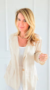 Glow Linen Italian Blazer-160 Jackets-SEÑORITA C-Coastal Bloom Boutique, find the trendiest versions of the popular styles and looks Located in Indialantic, FL