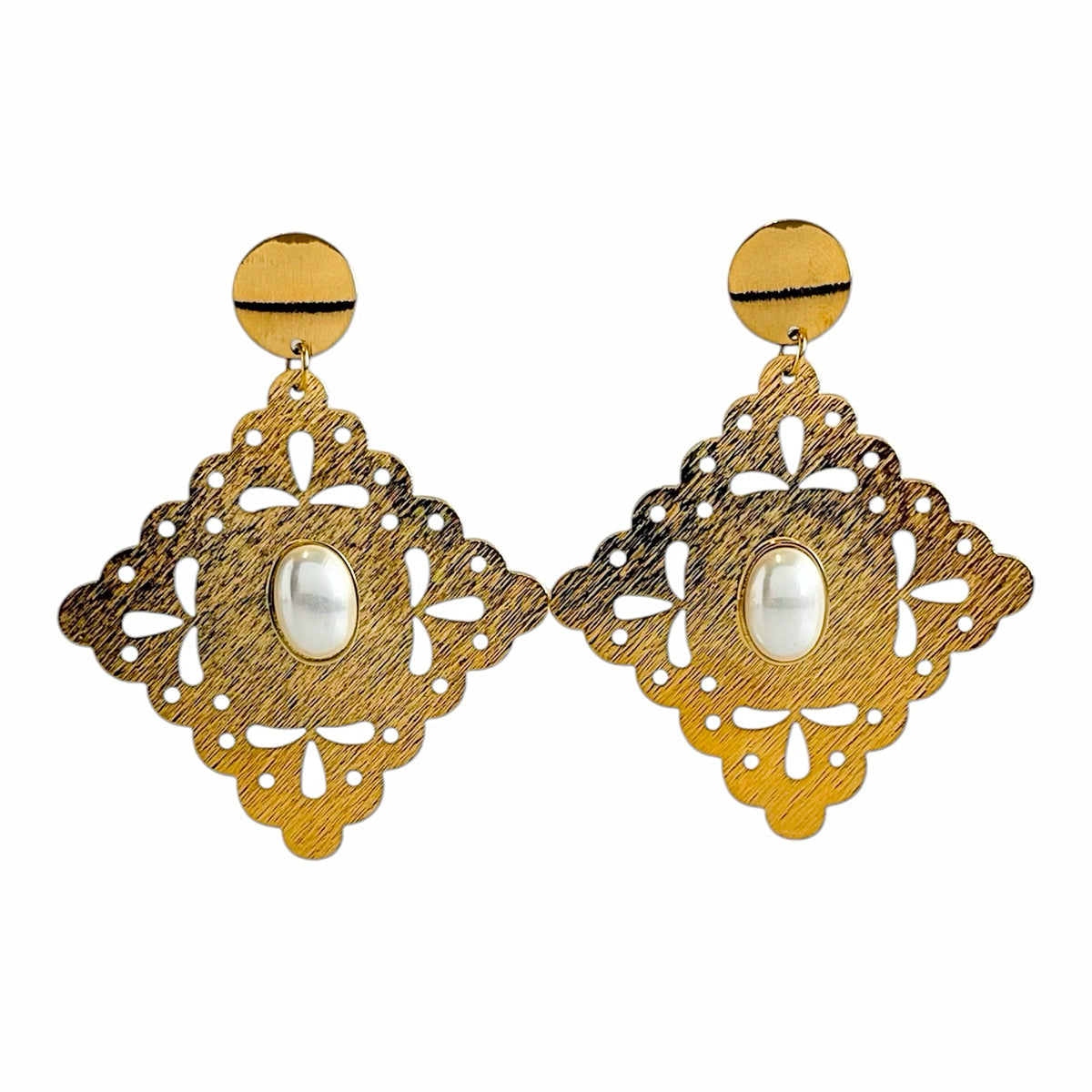 Rombo Pearl Earrings-230 Jewelry-TREASURE JEWELS-Coastal Bloom Boutique, find the trendiest versions of the popular styles and looks Located in Indialantic, FL