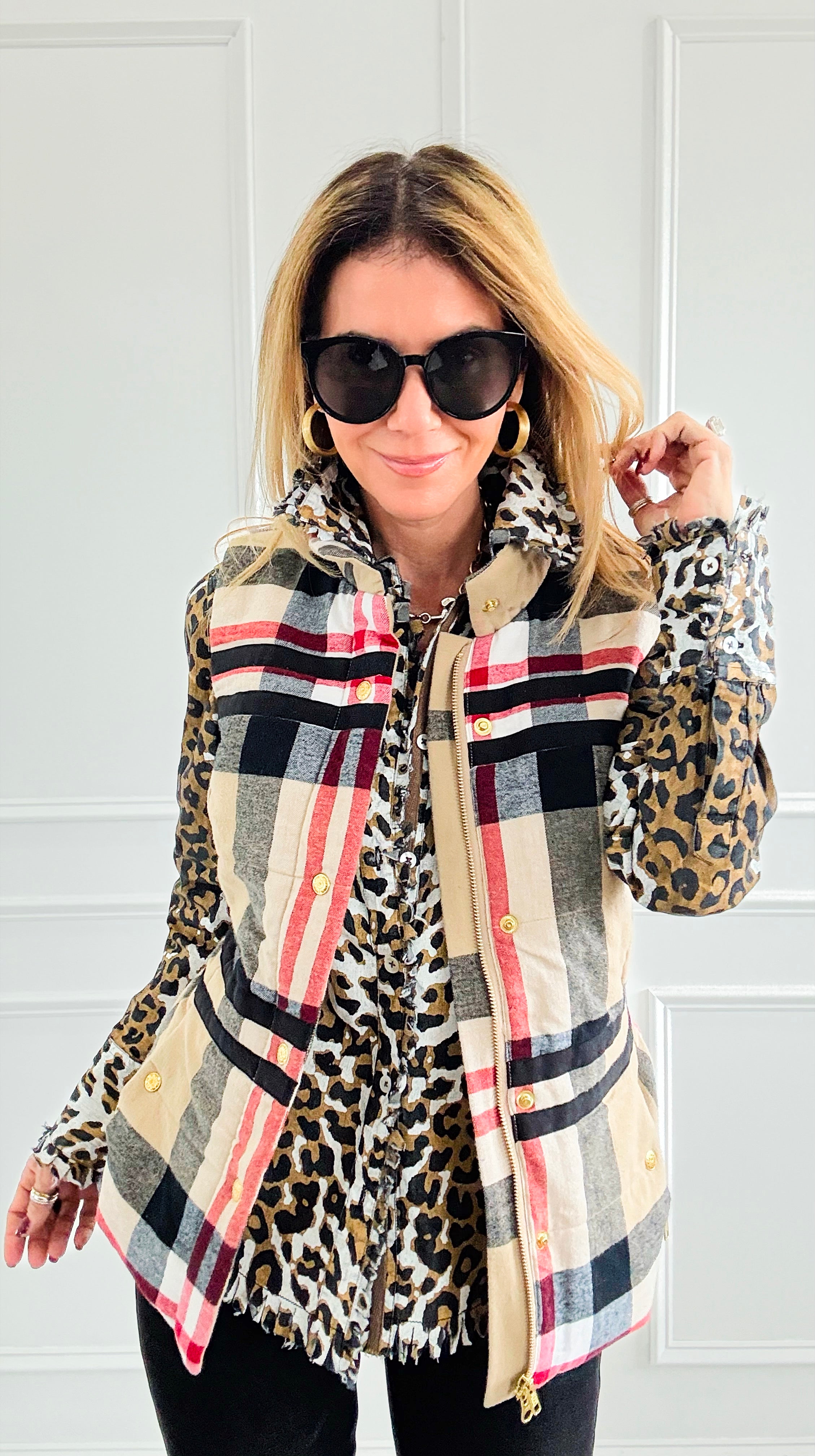 Rosey Plaid Flannel Vest-160 Jackets-Dizzy Lizzie-Coastal Bloom Boutique, find the trendiest versions of the popular styles and looks Located in Indialantic, FL