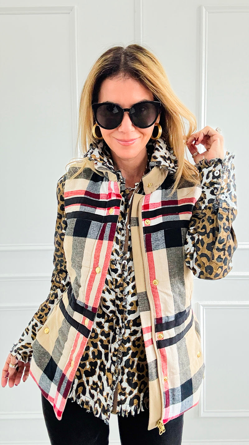 Rosey Plaid Flannel Vest-160 Jackets-Dizzy Lizzie-Coastal Bloom Boutique, find the trendiest versions of the popular styles and looks Located in Indialantic, FL
