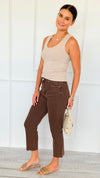 Washed Edge Cropped Jeans - Brown-190 Denim-Zenana-Coastal Bloom Boutique, find the trendiest versions of the popular styles and looks Located in Indialantic, FL