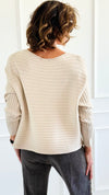 Wavy Lines Italian Pullover- Ecru-140 Sweaters-Aute-Coastal Bloom Boutique, find the trendiest versions of the popular styles and looks Located in Indialantic, FL
