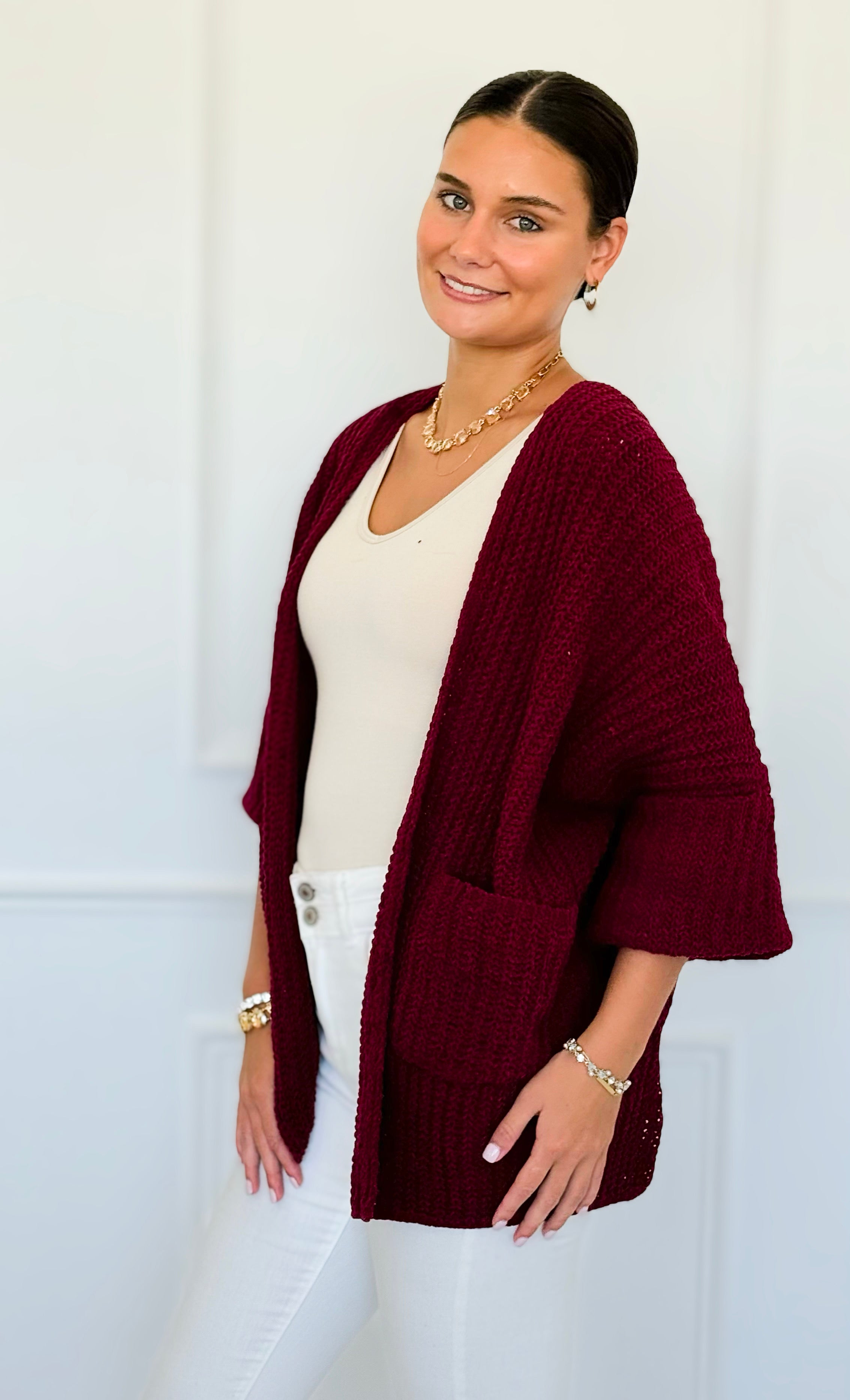 Willow Dusk Chenille Cardigan - Cabernet-150 Cardigans/Layers-Zenana-Coastal Bloom Boutique, find the trendiest versions of the popular styles and looks Located in Indialantic, FL