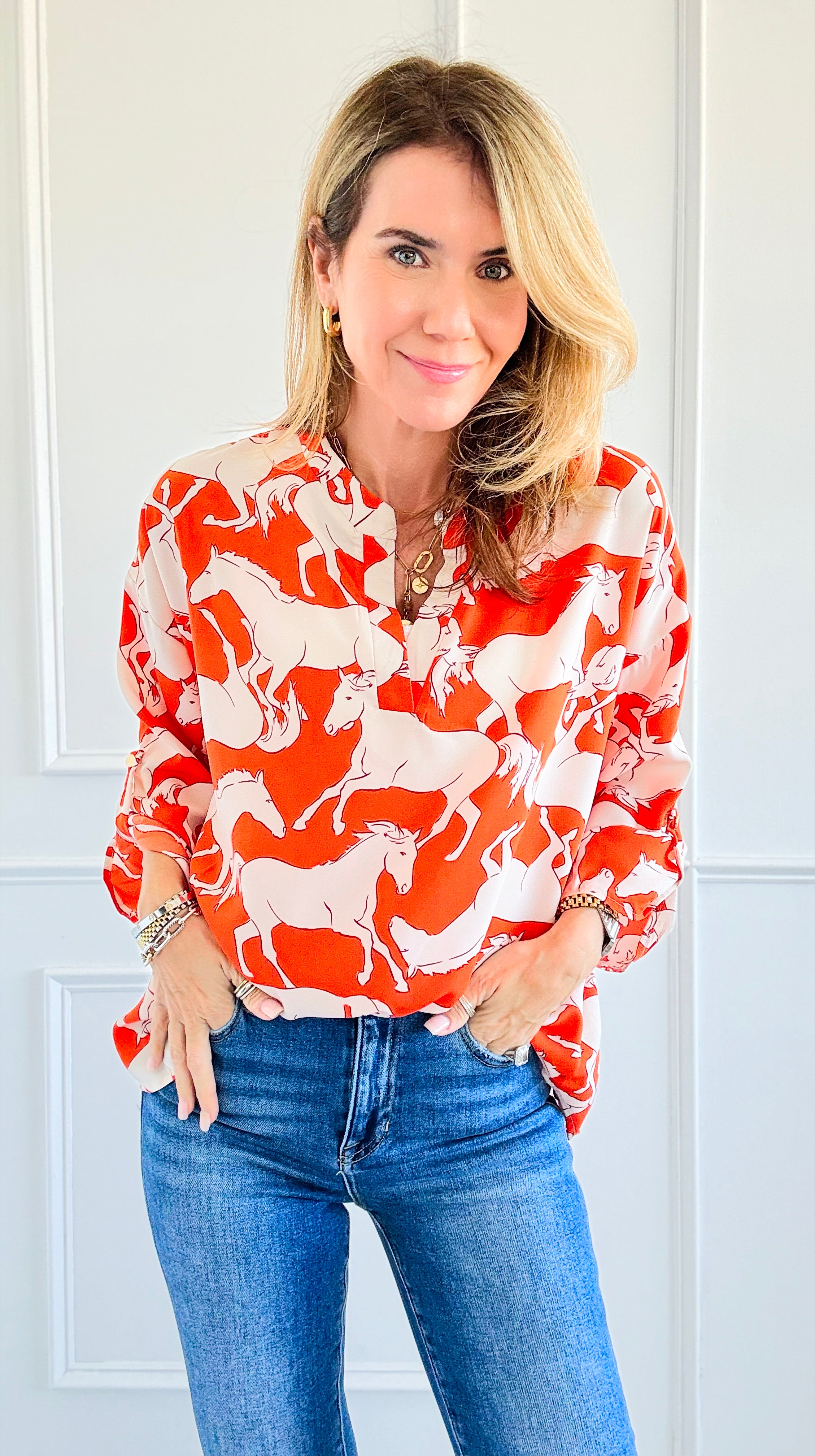 Wild Elegance Tunic Top-130 Long Sleeve Tops-White Birch-Coastal Bloom Boutique, find the trendiest versions of the popular styles and looks Located in Indialantic, FL