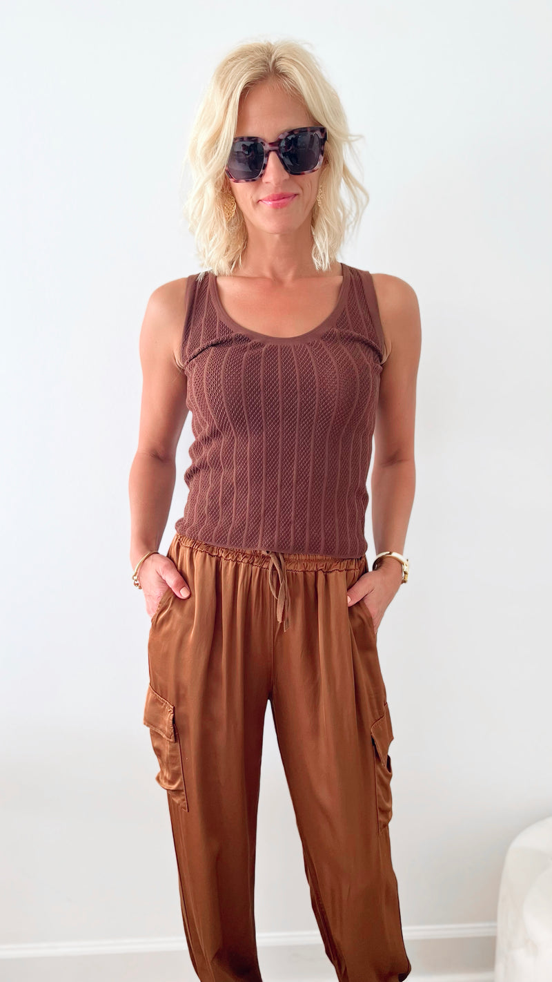 Luxe Look Italian Cargo Joggers - Tobacco-170 Bottoms-Germany-Coastal Bloom Boutique, find the trendiest versions of the popular styles and looks Located in Indialantic, FL