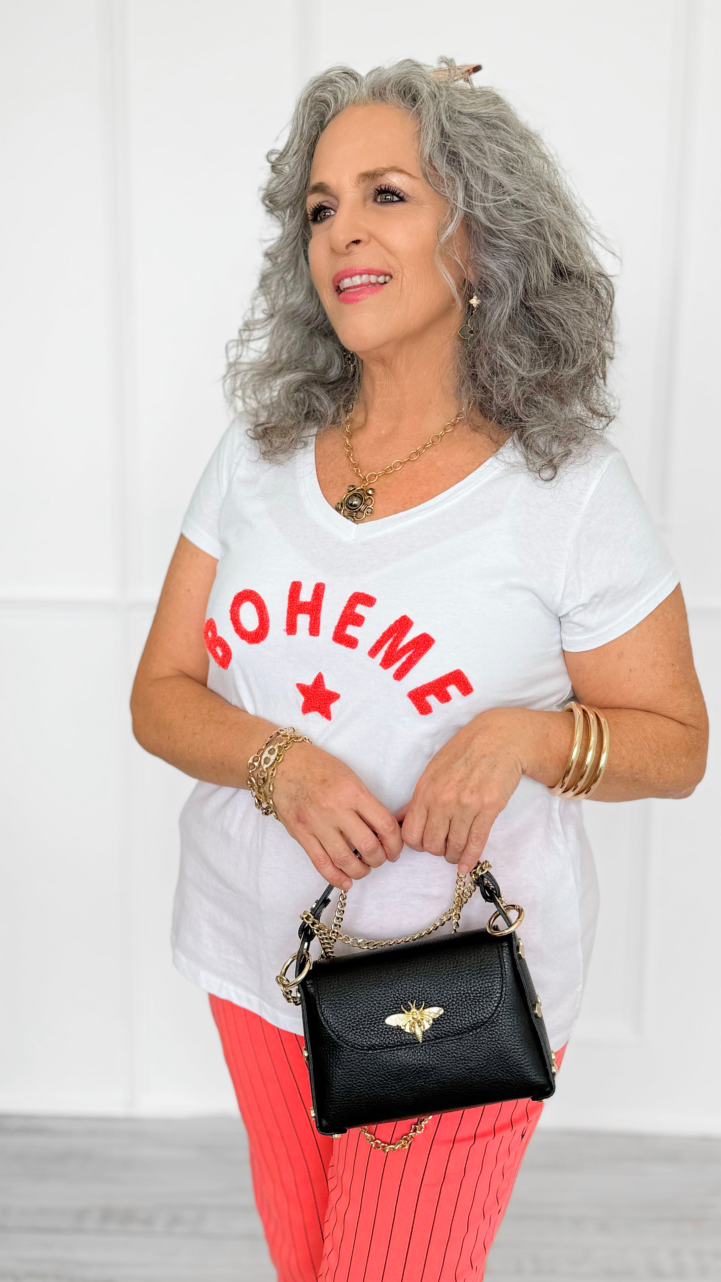Starlit Spirit Italian T-Shirt-110 short Sleeve Top-LY PARIS-Coastal Bloom Boutique, find the trendiest versions of the popular styles and looks Located in Indialantic, FL