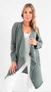 Seaside Breeze Drape Cardigan - Charcoal-150 Cardigans/Layers-V6-Coastal Bloom Boutique, find the trendiest versions of the popular styles and looks Located in Indialantic, FL