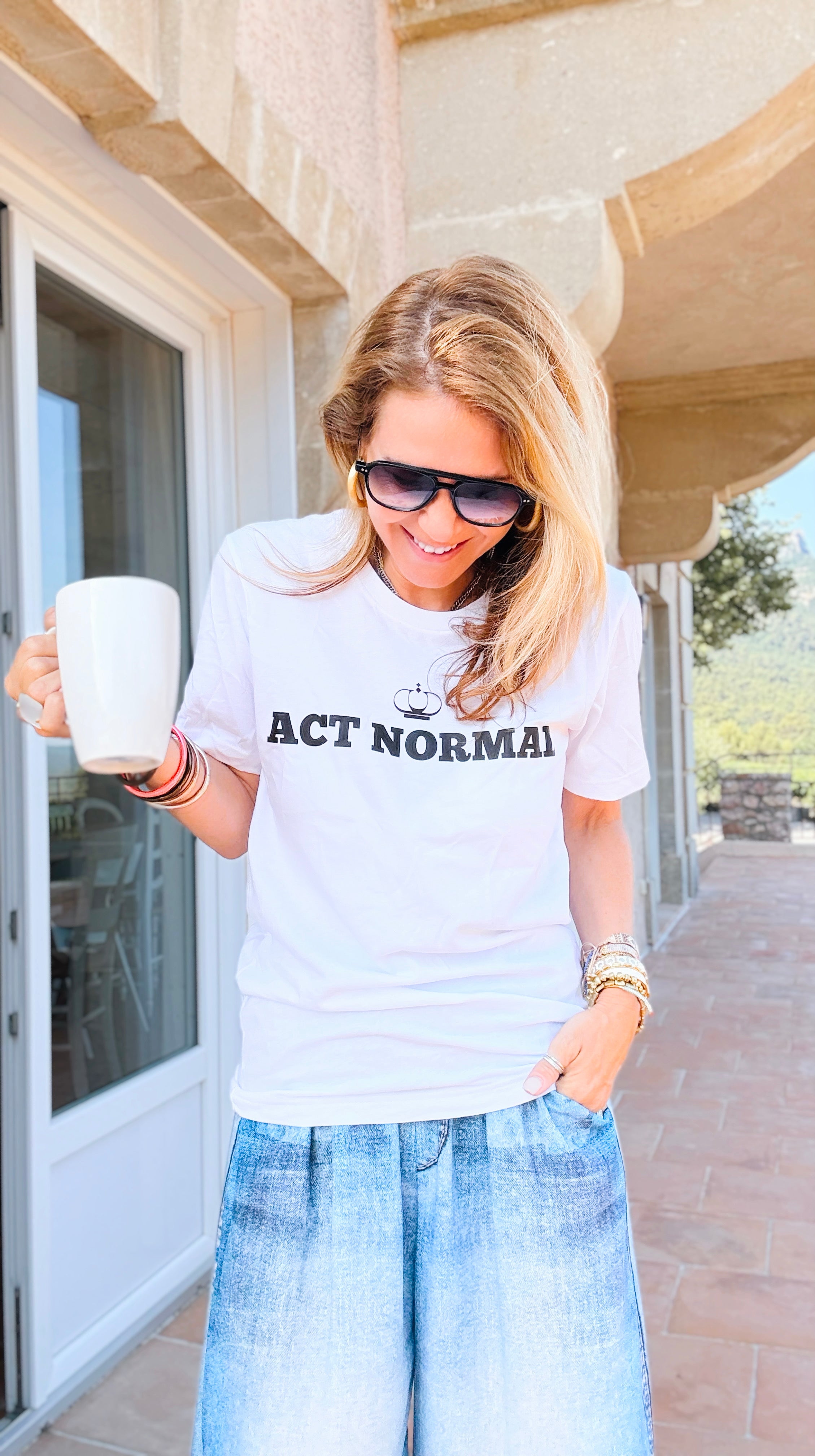 Act Normal Custom T-Shirt-110 short Sleeve Top-FESTIVITEES-Coastal Bloom Boutique, find the trendiest versions of the popular styles and looks Located in Indialantic, FL