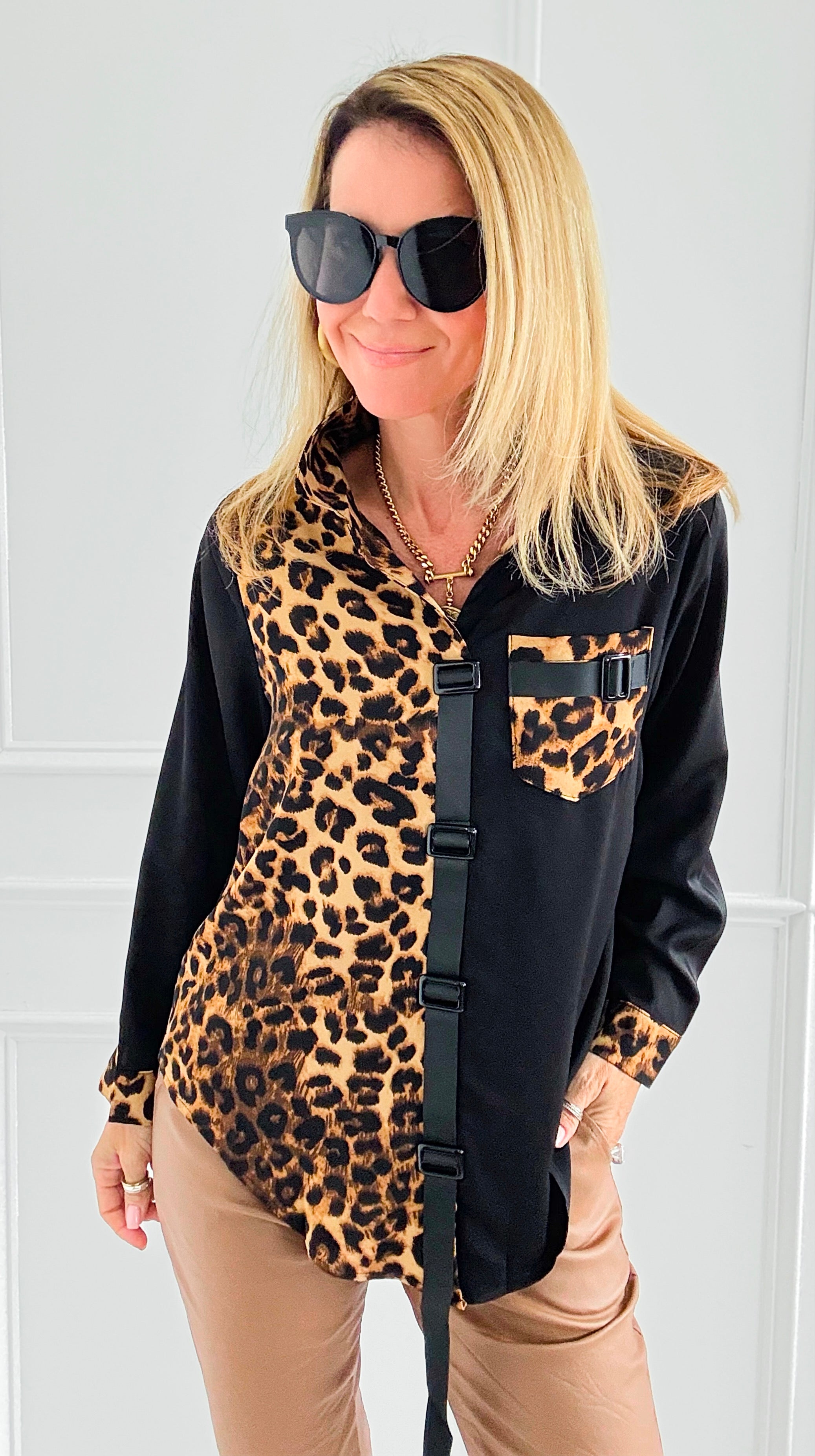 Wild Signature Blouse-110 Long Sleeve Tops-7Mango7-Coastal Bloom Boutique, find the trendiest versions of the popular styles and looks Located in Indialantic, FL
