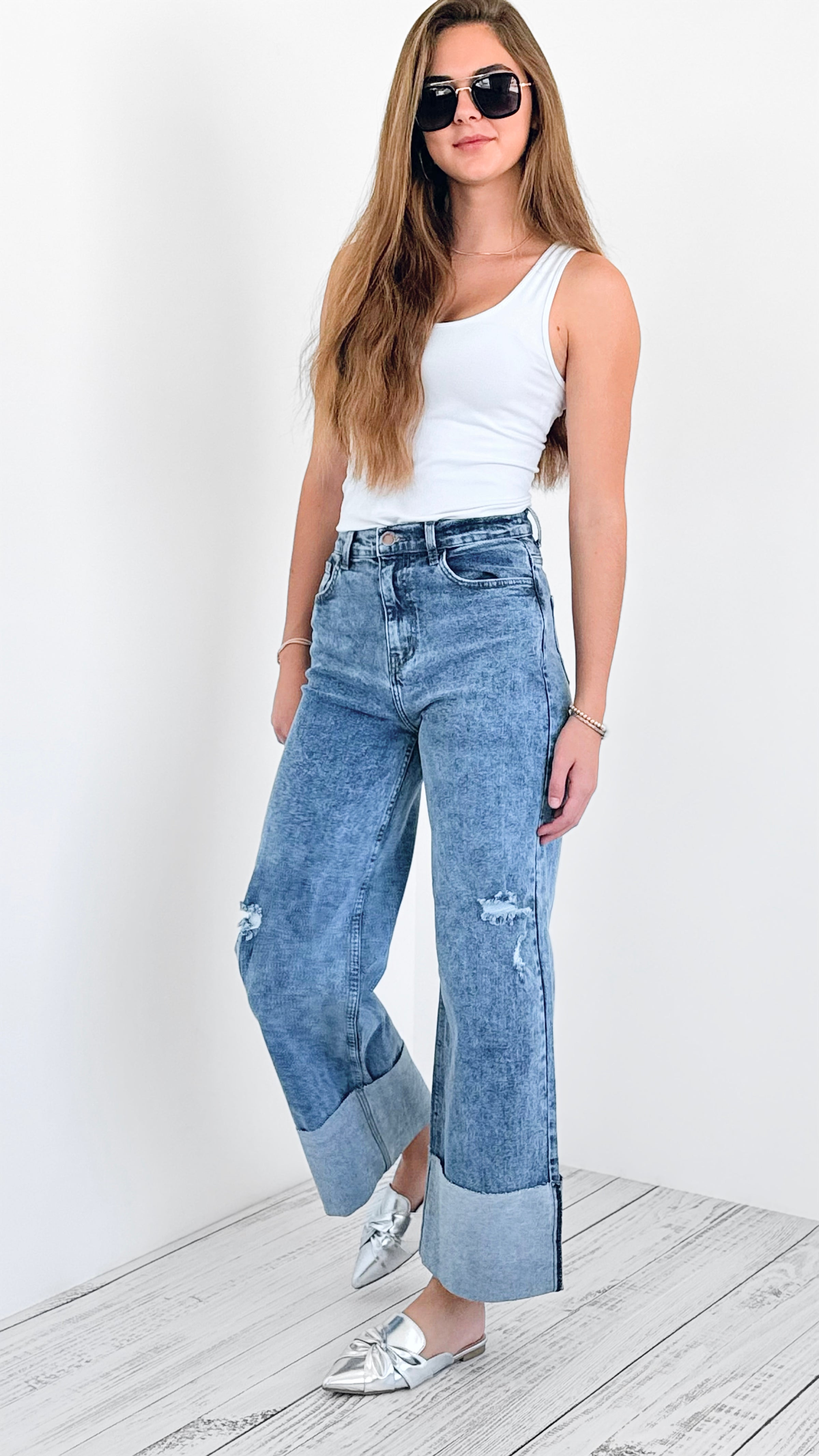 City Limits Wide-Leg Jeans-170 Bottoms-Vibrant M.i.U-Coastal Bloom Boutique, find the trendiest versions of the popular styles and looks Located in Indialantic, FL