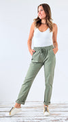 Spring Italian Jogger Pant- Army Green-180 Joggers-Italianissimo-Coastal Bloom Boutique, find the trendiest versions of the popular styles and looks Located in Indialantic, FL