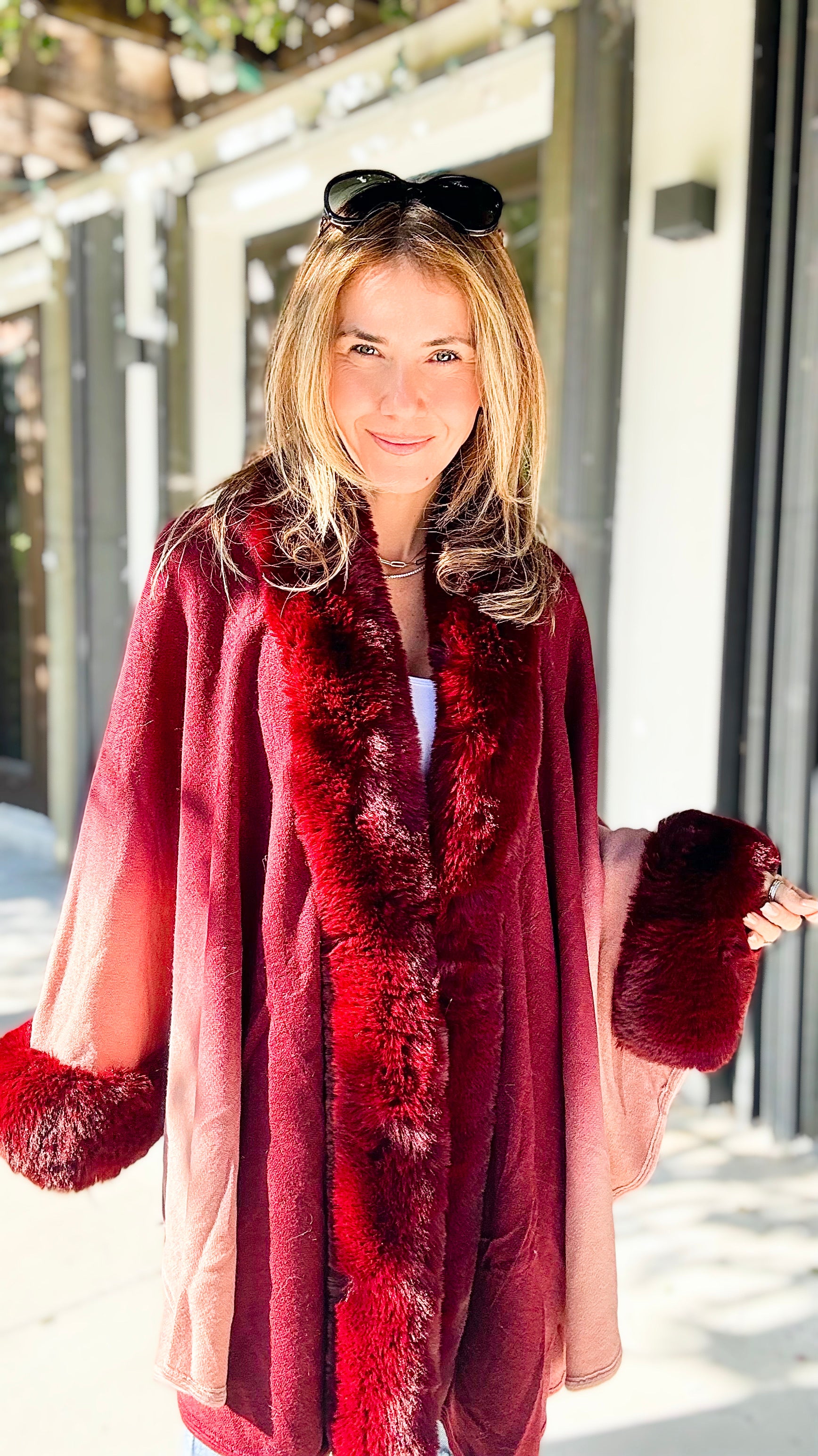 Wine faux hotsell fur coat