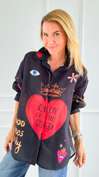 Roses Are Red Italian Blouse-110 Long Sleeve Tops-Italianissimo-Coastal Bloom Boutique, find the trendiest versions of the popular styles and looks Located in Indialantic, FL
