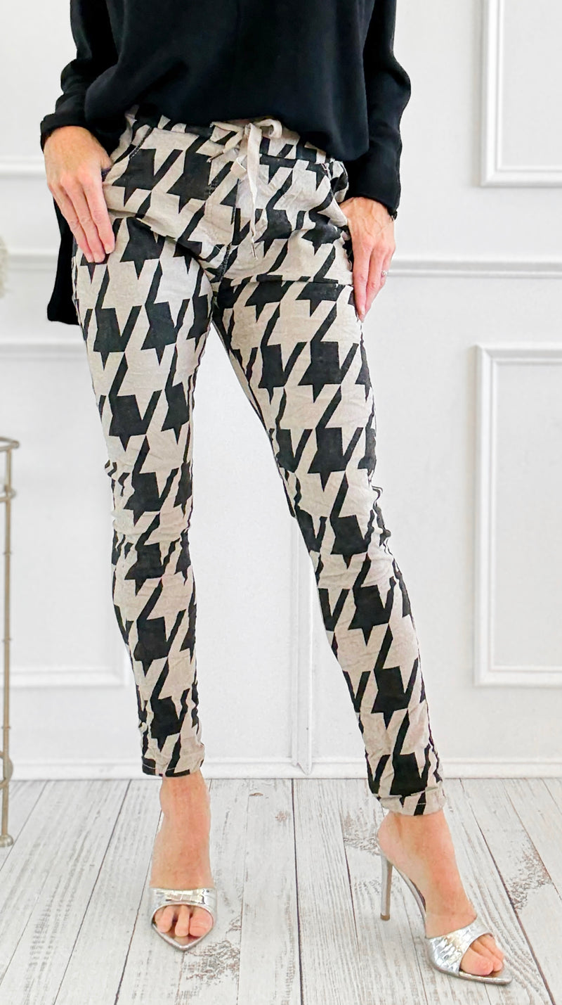 Italian Houndstooth Corduroy Crinkle Joggers-180 Joggers-V6-Coastal Bloom Boutique, find the trendiest versions of the popular styles and looks Located in Indialantic, FL