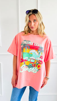 Chasing Sunsets Printed Top-110 Short Sleeve Tops-Peach Love California-Coastal Bloom Boutique, find the trendiest versions of the popular styles and looks Located in Indialantic, FL