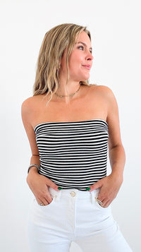 Stripe Foldover Tube Top-100 Sleeveless Tops-Blu Pepper-Coastal Bloom Boutique, find the trendiest versions of the popular styles and looks Located in Indialantic, FL