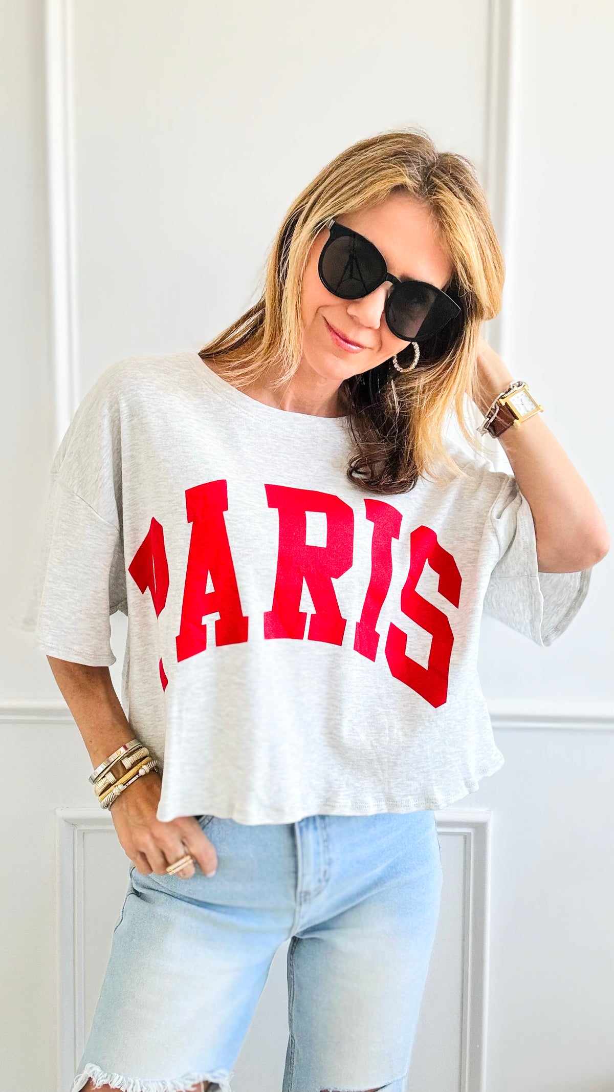 Paris Oversized Graphic T-Shirt-110 Short Sleeve Tops-BucketList-Coastal Bloom Boutique, find the trendiest versions of the popular styles and looks Located in Indialantic, FL