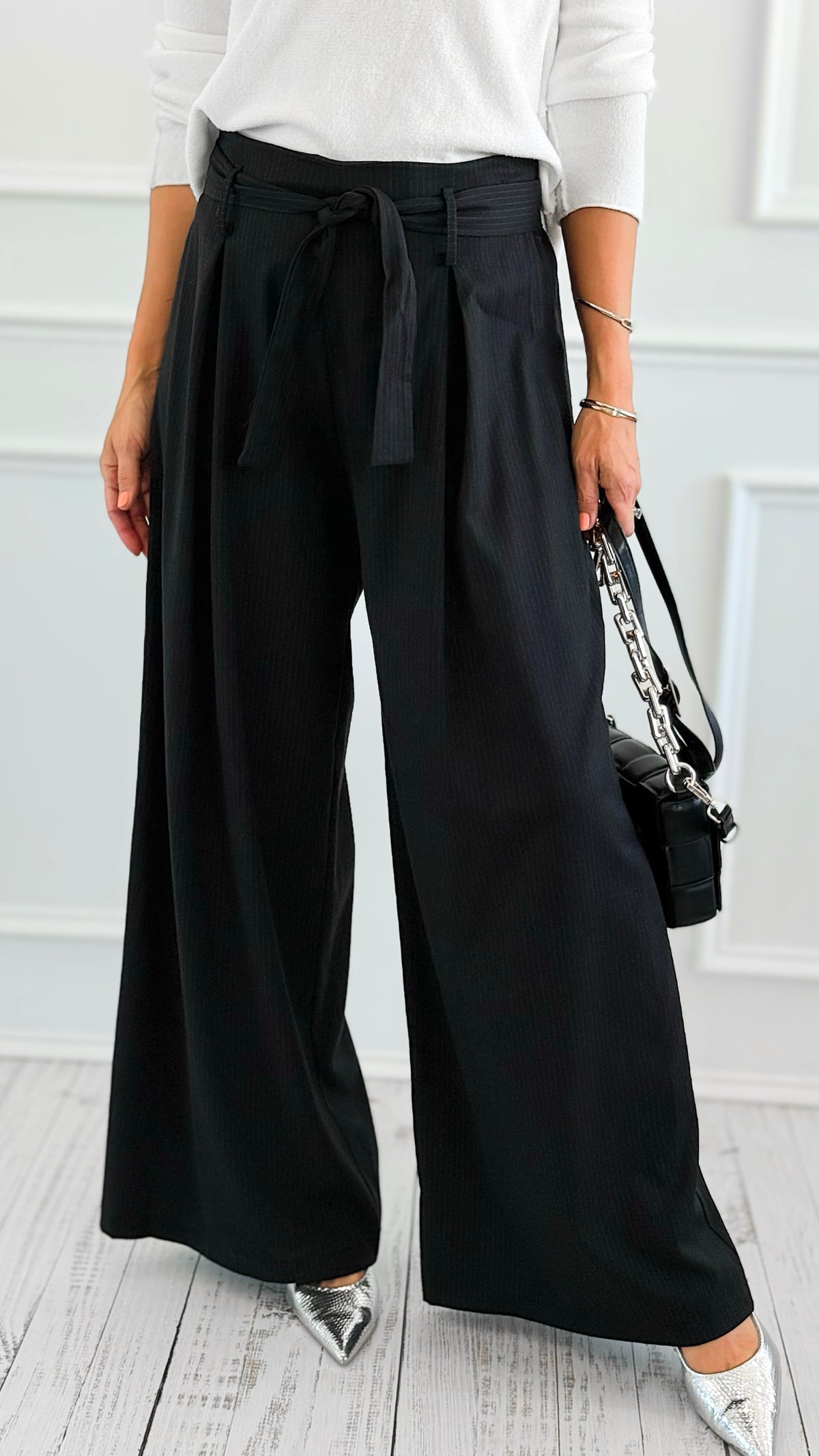 Elegance Pinstripe Italian Pant-100 Pants-AZUL MONACO-Coastal Bloom Boutique, find the trendiest versions of the popular styles and looks Located in Indialantic, FL
