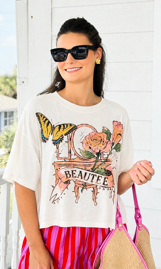 Butterfly Rose Graphic Top