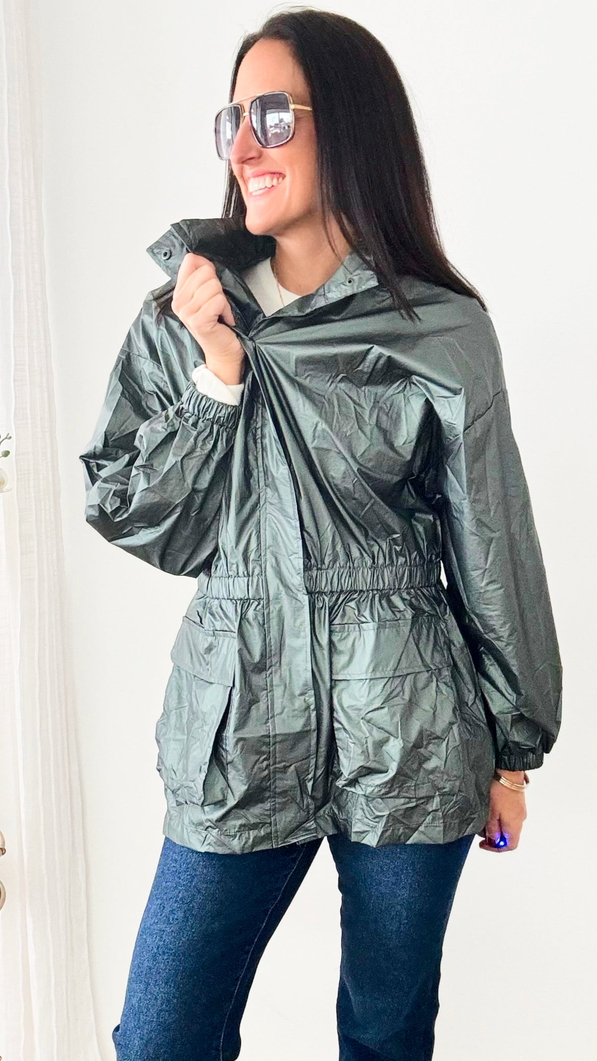 Metallic Lightweight Jacket-160 Jackets-GIGIO-Coastal Bloom Boutique, find the trendiest versions of the popular styles and looks Located in Indialantic, FL
