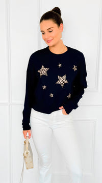 Star Wild Long Sleeve Top- Navy-110 Long Sleeve Tops-V SKY-Coastal Bloom Boutique, find the trendiest versions of the popular styles and looks Located in Indialantic, FL