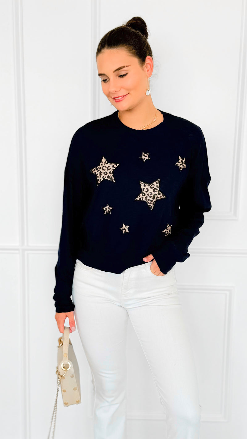 Star Wild Long Sleeve Top- Navy-110 Long Sleeve Tops-V SKY-Coastal Bloom Boutique, find the trendiest versions of the popular styles and looks Located in Indialantic, FL