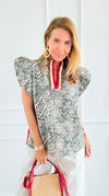 Roar and Ribbon Puff Sleeve Top-110 Short Sleeve Tops-ENTRO-Coastal Bloom Boutique, find the trendiest versions of the popular styles and looks Located in Indialantic, FL