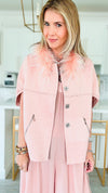 Royal Hunt Fur Collar Jacket - Blush-150 Cardigan Layers-Dolce Cabo-Coastal Bloom Boutique, find the trendiest versions of the popular styles and looks Located in Indialantic, FL