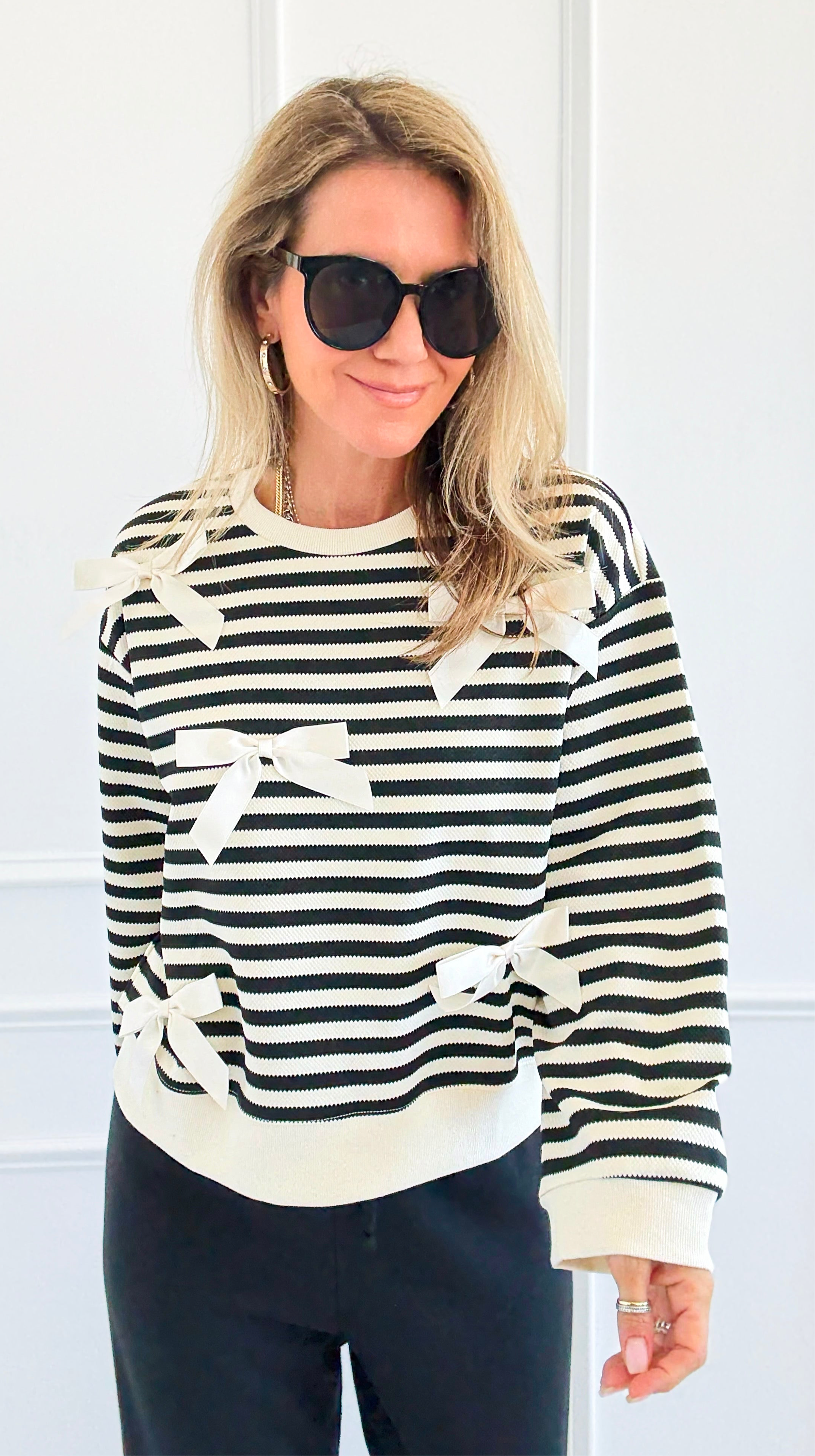 Tied & True Striped Top-130 Long Sleeve Tops-JODIFL-Coastal Bloom Boutique, find the trendiest versions of the popular styles and looks Located in Indialantic, FL
