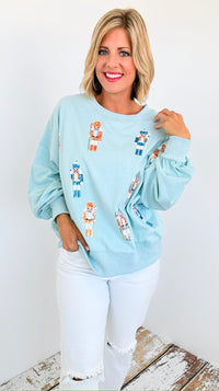 Embroidered Nutcracker Sweatshirt-140 Sweaters-Peach Love California-Coastal Bloom Boutique, find the trendiest versions of the popular styles and looks Located in Indialantic, FL