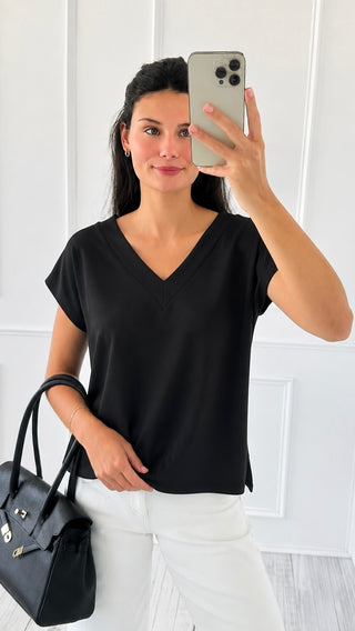 V-Neck Lounge Top - Black