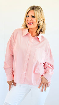 Breezy Mornings Button-Down Top - Orange-130 Long Sleeve Tops-Jodifl-Coastal Bloom Boutique, find the trendiest versions of the popular styles and looks Located in Indialantic, FL