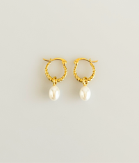 Croissant Hoop Pearl Earrings-230 Jewelry-DARLING-Coastal Bloom Boutique, find the trendiest versions of the popular styles and looks Located in Indialantic, FL